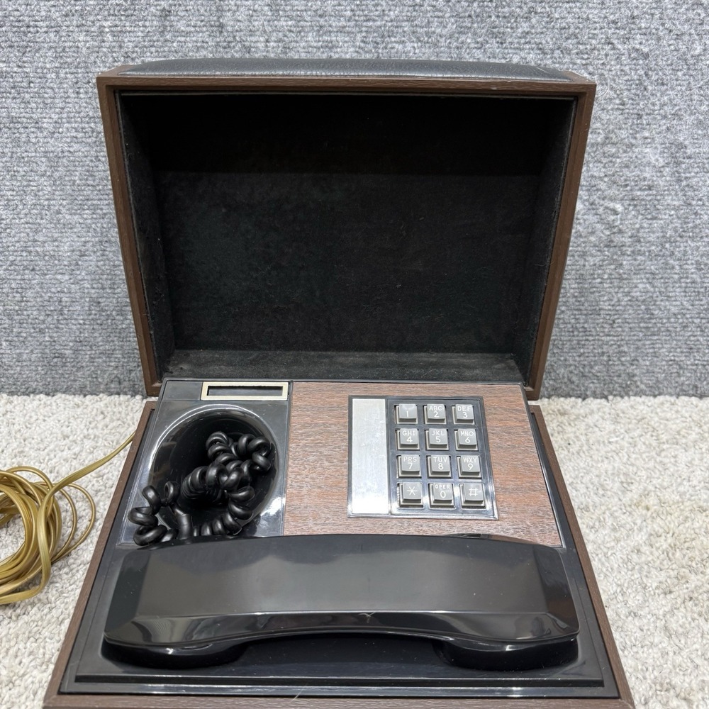 Vintage Deco-Tel Personal Telephone Wood Chest Box Push Button Retro Phone AS IS - Picture 9 of 16